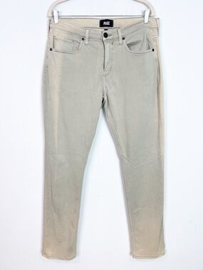 PAIGE FEDERAL SLIM STRAIGHT LIGHT WASH JEANS IN VINTAGE SILVER BARK MENS SZ 33